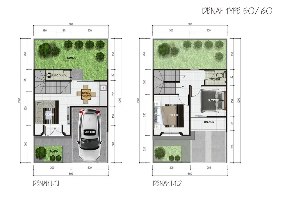 Denah Tipe 50 Wangsa Pilar Beta Garden
